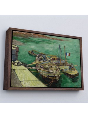 Alaz Trade Çerçeveli Vincent Van Gogh - Kum Mavnalarını Boşaltan Adamlarla Rıhtım TABLO-7185