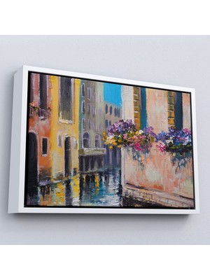 Alaz Trade Çerçeveli Italya Venedik Kanal Yağlıboya TABLO-7114