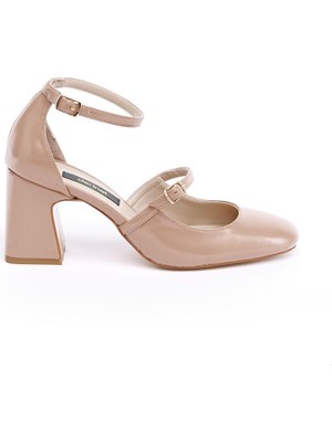 Çift Bantlı Kadın Topuklu Abiye Ayakkabı