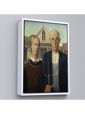 Alaz Trade Çerçeveli Grant Wood - Soyal Gerçeklik I American Gotik Tablosu - Social REALISM-8059