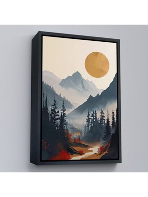 Alaz Trade Çerçeveli Dağların Üstündeki Güneş Manzarası TABLO-7637