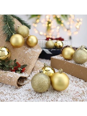 Tekno Trust 12'li Gold 5 cm Yılbaşı Topu 12'li Noel Topu 12'li Çam Ağacı Topu 12 Süs Topu