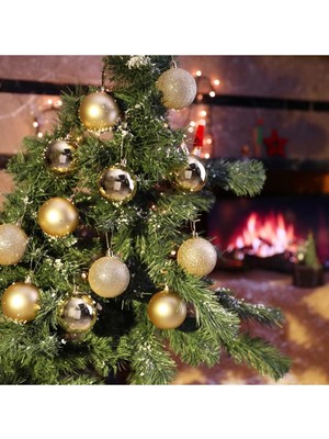 12'li Gold 5 cm Yılbaşı Topu, 12'li Noel Topu, 12'li Çam Ağacı Topu, 12 Süs Topu