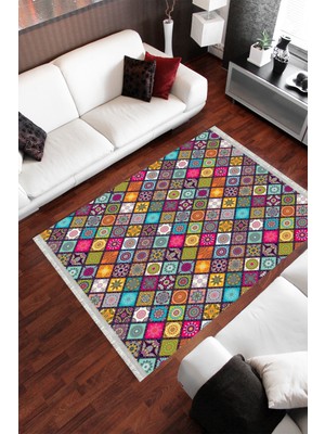 Homier Collection Homier Westa Kalitesi Yıkanabilir Kaymaz Taban Kilim ve Yolluk H-PW-8038A