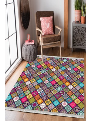 Homier Collection Homier Westa Kalitesi Yıkanabilir Kaymaz Taban Kilim ve Yolluk H-PW-8038A