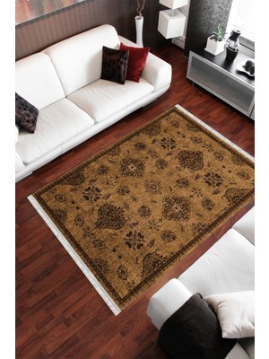 Homier Collection Kısa Saçaklı, Westa Serisi Yıkanabilir Kaymaz Taban Antibakteriyel Kilim Yolluk OT-4163A