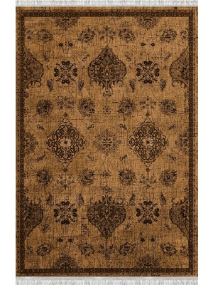 Homier Collection Kısa Saçaklı, Westa Serisi Yıkanabilir Kaymaz Taban Antibakteriyel Kilim Yolluk OT-4163A