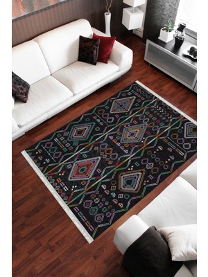 Homier Collection Kısa Saçaklı Westa Serisi Yıkanabilir Kaymaz Taban Antibakteriyel Kilim OT-4125A