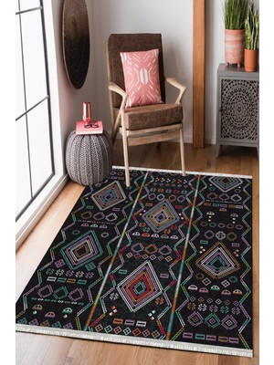 Homier Collection Kısa Saçaklı Westa Serisi Yıkanabilir Kaymaz Taban Antibakteriyel Kilim OT-4125A