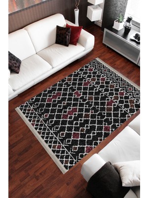 Homier Collection Kısa Saçaklı Westa Serisi Yıkanabilir Kaymaz Taban Antibakteriyel Kilim OT-4015A