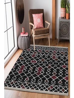 Homier Collection Kısa Saçaklı Westa Serisi Yıkanabilir Kaymaz Taban Antibakteriyel Kilim OT-4015A