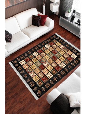 Homier Collection Kısa Saçaklı Westa Serisi Yıkanabilir Kaymaz Taban Antibakteriyel Kilim OT-4026A