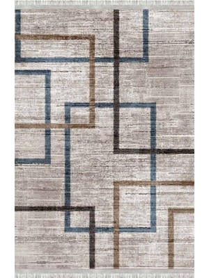 Homier Collection Kısa Saçaklı, Westa Serisi Yıkanabilir Kaymaz Taban Antibakteriyel Kilim MD-0047C