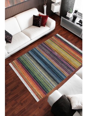 Homier Collection Kısa Saçaklı Westa Serisi Yıkanabilir Kaymaz Taban Antibakteriyel Kilim DK-5058B