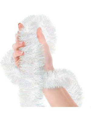 Yılbaşı Ağacı Süsleme 2 Metre Sim Süsü Beyaz Noel Süsleme Garland Yılbaşı Süsü 5cm