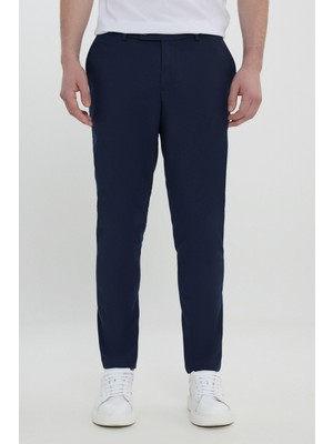 Altınyıldız Classics Erkek Lacivert Slim Fit İtalyan Kesim Yan Cepli Esnek Casual Pantolon