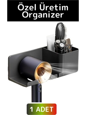 Özel Yüksek Kaliteli Montaj Gerektirmez Yapışkanlı Banyo Yatak Odası Kuaför Fön Makinesi Organizer