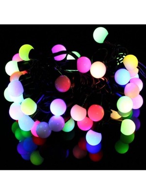 Mediterian 10mt Renkli Led Işık Seti, Noel ve Yılbaşı Dekorasyonu için Canlı Aydınlatma Balon Çeşidi