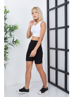 Ef Dk Crop Atlet - Askılı- Lastikli Bel-Göbek Detaylı -Fitilli Kumaş - Bluz