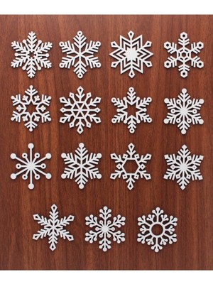 7cm 15 Adet Karışık Ahşap Kar Tanesi