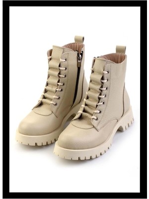 Bambi Bej  Deri Kadın Bot & Bootie K02028800803