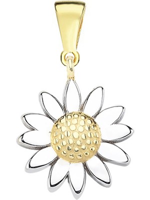 Altın Sepeti Altın Iki Renkli Papatya Kolye Ucu