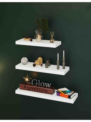 Glow Furniture Çizgi Uçan Duvar Rafı Beyaz