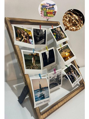 Masaüstü 12 Fotoğraflı 12 Mandallı 3 Metre LED Fotoğraf Çerçevesi.