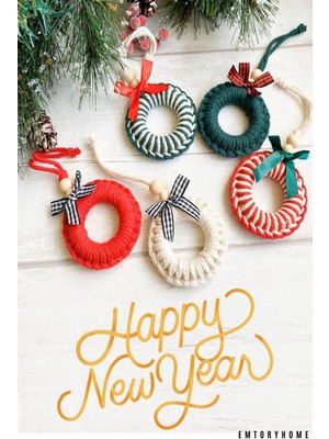5 Adet Handmade Renkli Yılbaşı Ağaç Süsü - Yılbaşı Süsü - Christmas Decor