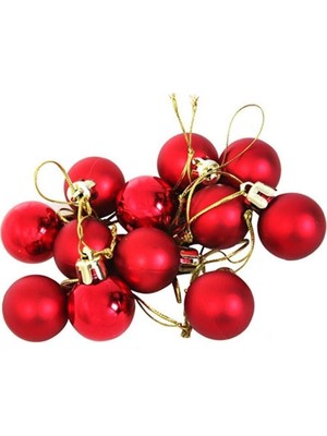 Mediterian Yılbaşı Kırmızı Çam Ağacı Süsü 6'lı Parlak ve Mat Toplar, 4 cm Renk: Kırmızı