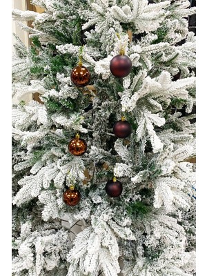 Mediterian Yılbaşı Ağacı Topları Seti, 6 adet, parlak ve mat, 6 cm, şık ve dekoratif, kahverengi