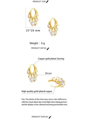 Swen Collection Zirkon Taşlı Sallantılı Gold Renk Çelik Küpe