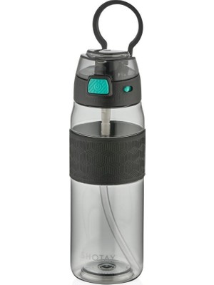 Shotay Çocuk Su Matarası Tritan Pipetli Siyah 800ML