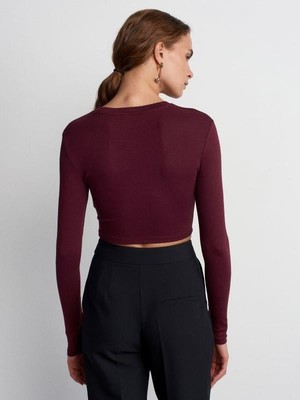 31236 Uzun Kollu Crop Bordo