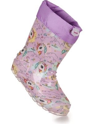 Kiko Kids Unicorn Su Geçirmez Kız Çocuk Yağmur Çizmesi Lila - Turkuaz