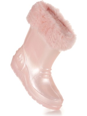 Kiko Kids Manas Sedefli Su Geçirmez Kız Çocuk Yağmur Çizmesi Pudra