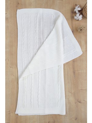Sitilin Kız Erkek Bebek Unisex Krem Triko Süslü Bebek Battabiyesi STL6853
