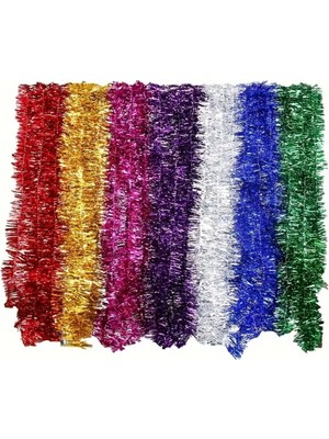 Mediterian 3'lü Kırmızı 2M Simli Yılbaşı Boyun İpi, Garland, Parti Aksesuarı