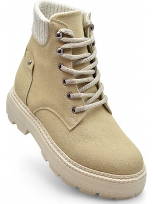 Ispartalılar 778 Günlük Bağcıklı Fermuarlı Kadın Bot Ayakkabı Kışlık Bayan Bot Nubuk Malzeme