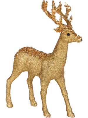 Mediterian Yılbaşı Geyik Süsü Dore – 22x7x35 cm, Şık ve Neşeli Yılbaşı Dekoru, Altın Renk