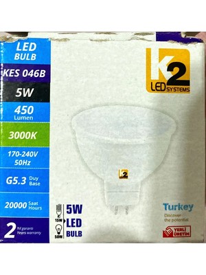 K2 5 Watt Çanak LED Ampul-Sarı Işık