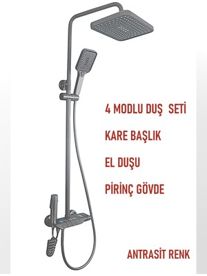 Banyonatural Kendiinden Bataryalı Anstrasit Banyo Duş Seti Dört Fonksiyonlu Termostatik Banyo Duş Seti