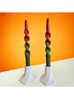 T&P Candle Dekoratif Yılbaşı Burgu Mum Kokulu Yeşil Kırmızı 2'li ( Şamdanlar Dahil Değildir.)