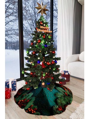 Mediterian Antrasit Yılbaşı Çam Ağacı Altı Örtüsü 68cm, şık ve dekoratif seçenek