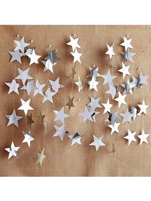 Dekorasyon Yılbaşı Süsü Asma Yıldız Gümüş Süs Sarkıt Yıldız Süs Asma Süs