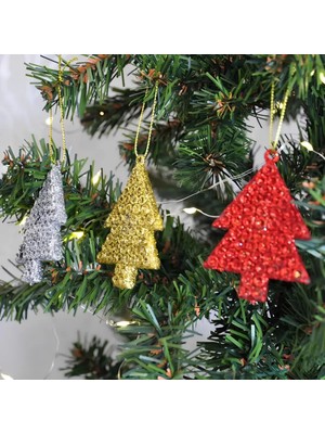 Simli Çam Ağacı Yılbaşı Süsü 3lü