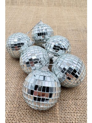 Yılbaşı Çam Ağacı Süsü Aynalı Disko Topu 4 cm 6 Lı
