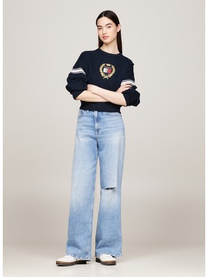Tommy Jeans Yuvarlak Yaka Nakışlı Lacivert Kadın Sweatshırt Tjw Nw Bxy Crest Crew