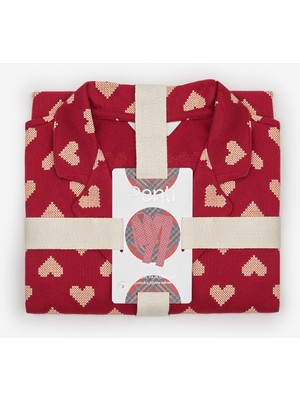 Penti Gift Tiny Hearts Kırmızı Gömlek Pantolon Pijama Takımı