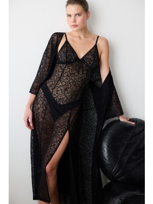 Penti Lacy Kadın Gecelik Siyah Elbise Dantel Detaylı Hafif ve Özgür Hisseden Kesim